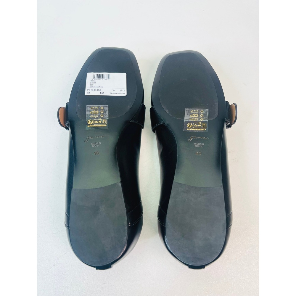 Ganni Black Leather Wide Buckle Ballerina Flats Square Toe S3117 EU 40 / US 9.5 - Picture 8 of 9